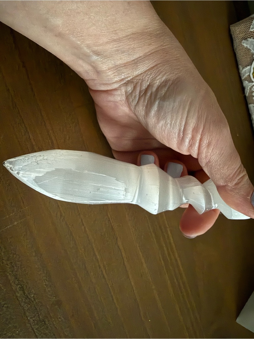 White Selenite Carved Dagger Wand